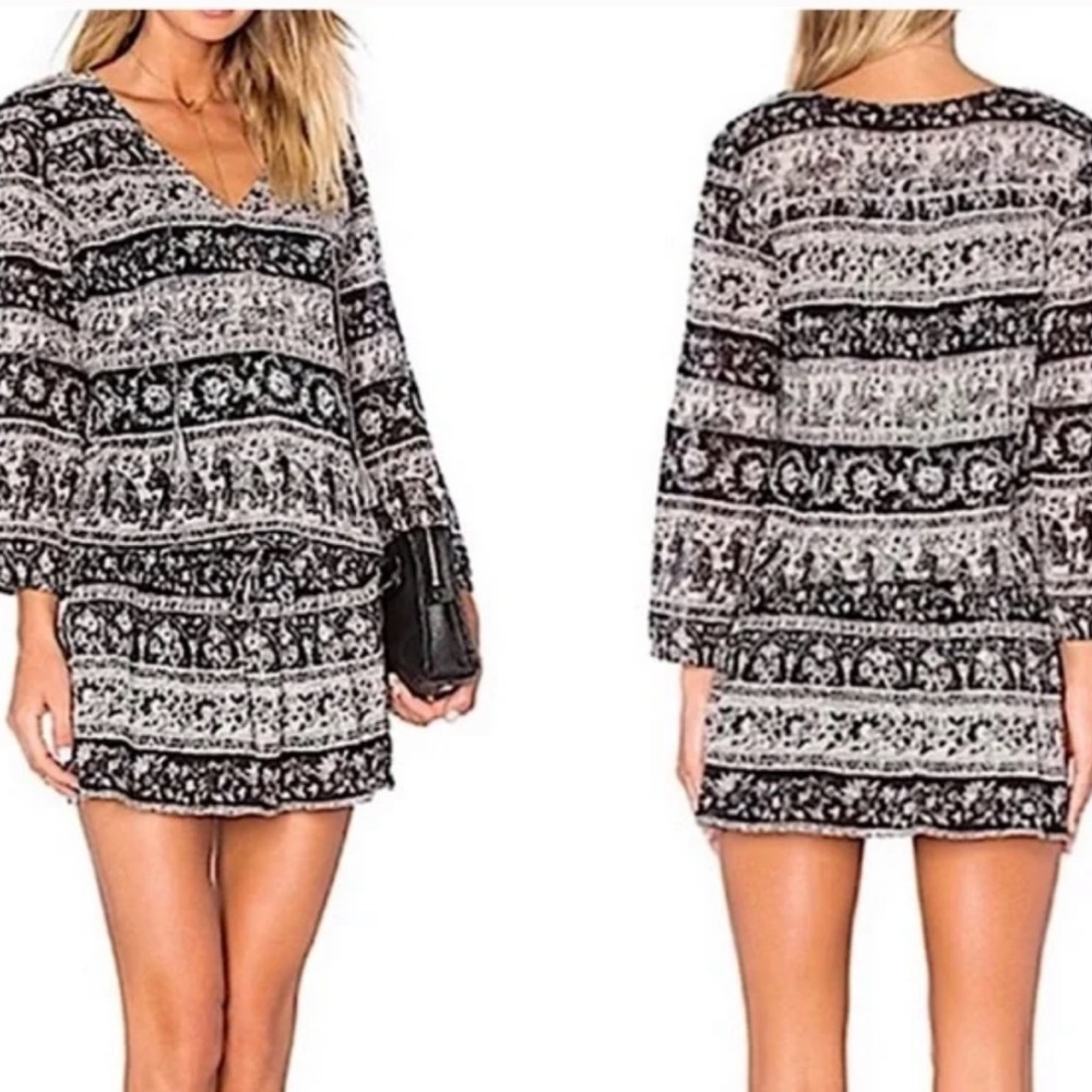 Joie Women’s Small Black Gray Printed Drop Waist Dress Cotton Shell Only